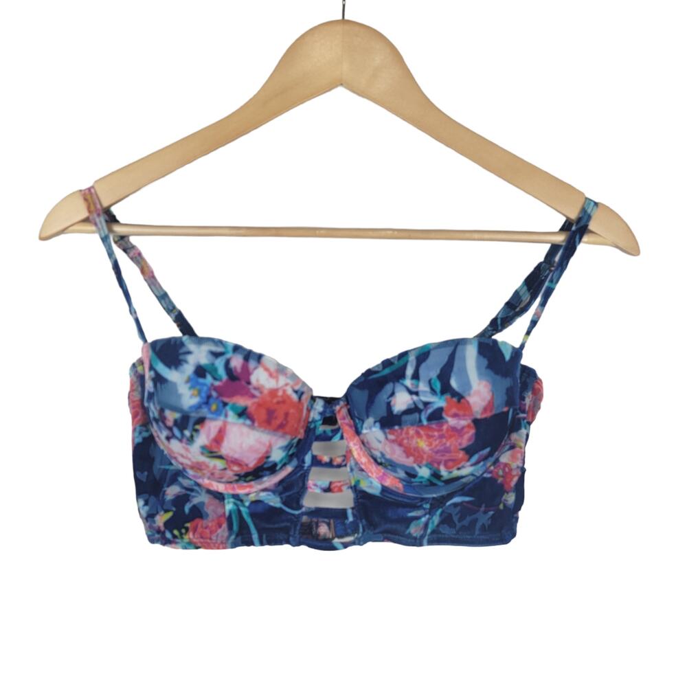 Betsey Johnson Floral Velvet Bustier Crop Top M